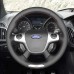 111Loncky Auto Custom Fit OEM Black Genuine Leather Car Steering Wheel Cover for Ford Focus 3 ST 2012 2013 2014 Accessories