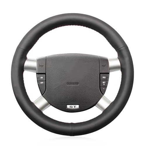 Loncky Auto Custom Fit OEM Black Genuine Leather Steering Wheel Covers for Ford Mk3 2002 2003 2004 2005 2006 Accessories