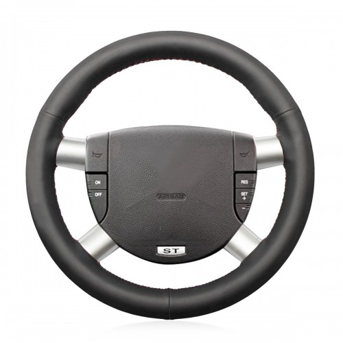 Loncky Auto Custom Fit OEM Black Genuine Leather Steering Wheel Covers for Ford Mk3 2002 2003 2004 2005 2006 Accessories