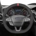 Loncky Custom Fit Hand Stitched OEM Suede Genuine Leather Carbon Fiber Alcantara Car Steering Wheel Cover for Ford Focus ST RS 2015 2016 2017 2018 Focus RS 2015-2018 Interior Accessories 