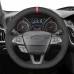 111Loncky Custom Fit Hand Stitched OEM Suede Genuine Leather Carbon Fiber Alcantara Car Steering Wheel Cover for Ford Focus ST RS 2015 2016 2017 2018 Focus RS 2015-2018 Interior Accessories 