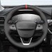 111Loncky Black Genuine Leather Carbon Fiber Steering Wheel Cover for for Ford Bronco 2021 2022 2023 2024 Car Interior Accessories