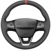 111Loncky Black Genuine Leather Carbon Fiber Steering Wheel Cover for for Ford Bronco 2021 2022 2023 2024 Car Interior Accessories