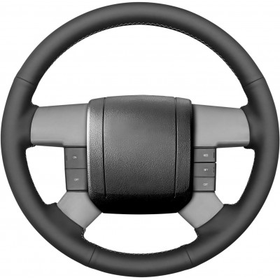Loncky Black Genuine Leather Steering Wheel Cover for Ford F150 F250 F350 2004-2008 Car Interior Accessories
