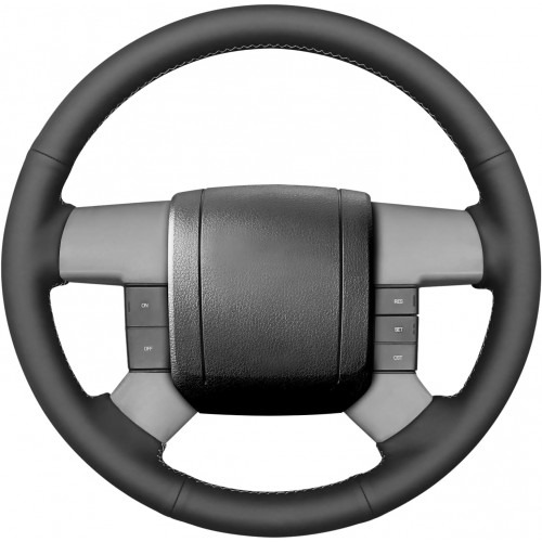 Loncky Black Genuine Leather Steering Wheel Cover for Ford F150 F250 F350 2004-2008 Car Interior Accessories