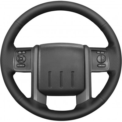 Loncky Auto Custom Fit OEM Steering Wheel Cover for Ford F150 F250 F350 2004 2005 2006 2007 2008 Black Genuine Leather Suede Carbon Fiber Interior Hand Stitched Accessories