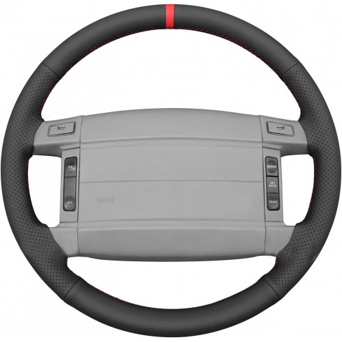 Loncky Steering Wheel Cover for Ford Mustang LX GT 1990 1991 1992 1993 Ford Bronco F-150/F-250/F-350 1992 1993 1994 1995 1996 Black Genuine Leather  Car Hand Stitched Interior Accessories 