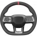 111Loncky Steering Wheel Cover for Mustang 2024 Black Genuine Leather Microfiber Leather Carbon Fiber Car Hand Stitched Interior Accessories 