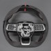 111Loncky Steering Wheel Cover for Mustang 2024 Black Genuine Leather Microfiber Leather Carbon Fiber Car Hand Stitched Interior Accessories 