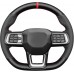 111Loncky Steering Wheel Cover for Mustang 2024 Black Genuine Leather Microfiber Leather Carbon Fiber Car Hand Stitched Interior Accessories 