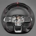 111Loncky Steering Wheel Cover for Mustang 2024 Black Genuine Leather Microfiber Leather Carbon Fiber Car Hand Stitched Interior Accessories 