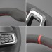 111Loncky Steering Wheel Cover for Mustang 2024 Black Genuine Leather Microfiber Leather Carbon Fiber Car Hand Stitched Interior Accessories 