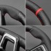 111Loncky Steering Wheel Cover for Mustang 2024 Black Genuine Leather Microfiber Leather Carbon Fiber Car Hand Stitched Interior Accessories 