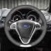 111Loncky Auto Custom Fit OEM Black Genuine Leather Car Steering Wheel Cover for Ford Fiesta ST 2013 2014 2015 2016 2017 2018 Accessories