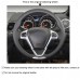 111Loncky Auto Custom Fit OEM Black Genuine Leather Car Steering Wheel Cover for Ford Fiesta ST 2013 2014 2015 2016 2017 2018 Accessories