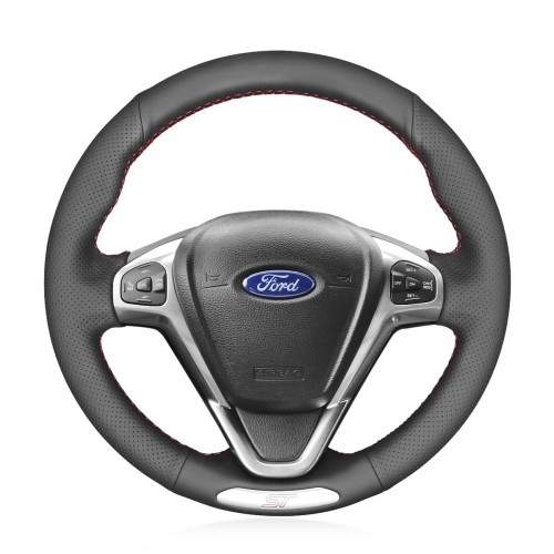 for ikke at nævne hvordan En effektiv Loncky Auto Custom Fit OEM Black Genuine Leather Car Steering Wheel Cover  for Ford Fiesta ST 2013 2014 2015 2016 2017 2018 Accessories