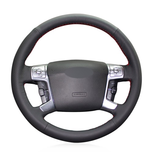Loncky Auto Fit OEM Black Genuine Leather Steering Wheel for Ford Mondeo Mk4 2007-2012 S-Max 2008 Accessories