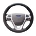 111Loncky Auto Custom Fit OEM Black Genuine Leather Black Suede Steering Wheel Covers for Ford Explorer 2011-2019 Taurus 2013-2019 Edge 2011-2014 Flex 2013-2019 Accessories