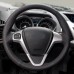 111Loncky Auto Custom Fit OEM Black Genuine Leather Steering Wheel Covers for Ford Fiesta 2008 2009 2010 2011 2012 2013 2014 2015 2016 2017 EcoSport 2014-2017 Accessories