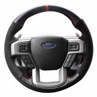 Top Customized Black Soft Suede Steering Wheel Cover Wrap for Ford F150 F-150 