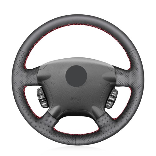 Loncky Auto Custom Fit OEM Black Genuine Leather Car Steering Wheel Cover for Honda CRV CR-V 2002 2003 2004 2005 2006 Accessories