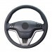 111Loncky Auto Custom Fit OEM Black Genuine Leather Car Steering Wheel Cover for Honda CRV CR-V 2007 2008 2009 2010 2011 Accessories