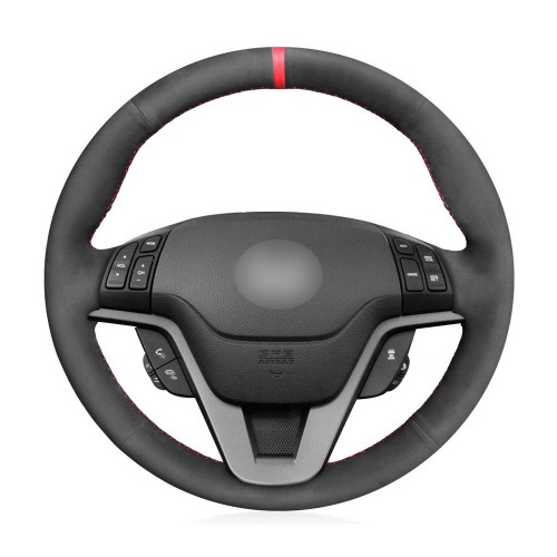 Loncky Auto Custom Fit OEM Black Suede Leather Car Steering Wheel Cover for Honda CRV CR-V 2007 2008 2009 2010 2011 CRV Accessories