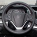 111Loncky Auto Custom Fit OEM Black Genuine Leather Car Steering Wheel Cover for Honda CRV CR-V 2012 2013 2014 2015 2016 Accessories