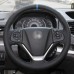 111Loncky Auto Custom Fit OEM Black Genuine Leather Car Steering Wheel Cover for Honda CRV CR-V 2012 2013 2014 2015 2016 Accessories