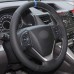 111Loncky Auto Custom Fit OEM Black Genuine Leather Car Steering Wheel Cover for Honda CRV CR-V 2012 2013 2014 2015 2016 Accessories