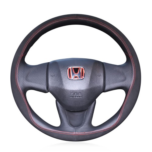 Loncky Auto Custom Fit OEM Black Genuine Leather Car Steering Wheel Cover for Honda Fit 2014 Honda Vezel 2015 2016 2017 Accessories
