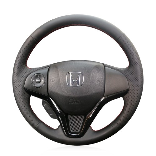Loncky Auto Custom Fit Oem Black Genuine Leather Car Steering Wheel Cover For Honda Fit 14 Honda City 14 19 Honda Jazz 14 19 Honda Hr V Hrv 16 17 18 19 Honda Vezel 15 17