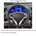 111Loncky Auto Custom Fit OEM Black Genuine Leather Car Steering Wheel Cover for Honda CR-Z CRZ 2011 2012 2013 2014 2015 2016 Accessories 