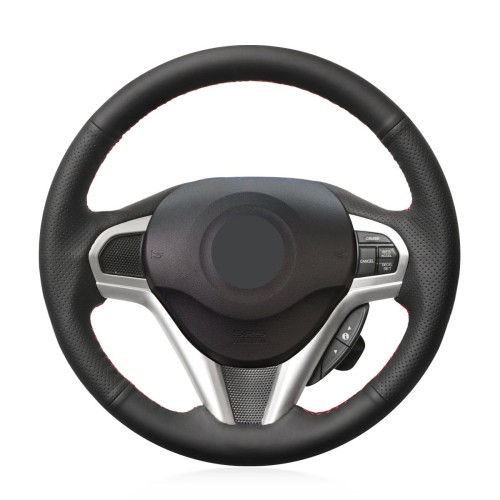 Loncky Auto Custom Fit OEM Black Genuine Leather Car Steering Wheel Cover for Honda CR-Z CRZ 2011 2012 2013 2014 2015 2016 Accessories 