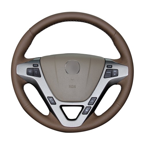 Loncky Auto Custom Fit OEM Borwn Genuine Leather Car Steering Wheel Cover for Acura MDX 2009 2010 2011 2012 Accessories