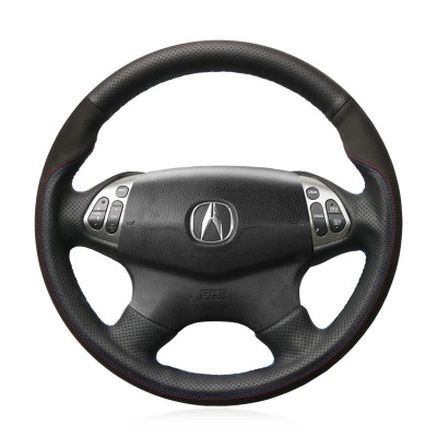 Loncky Auto Custom Fit OEM Black Suede Genuine Leather Car Steering Wheel Cover for Acura TL 2004 2005 2006 Accessories