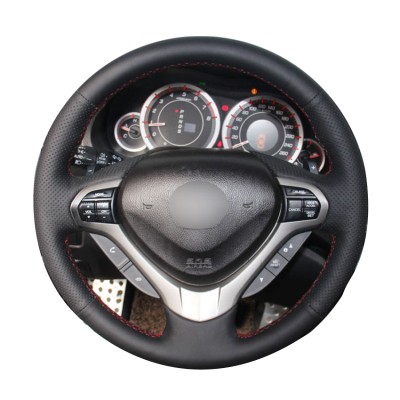 Loncky Auto Custom Fit OEM Black Genuine Leather Car Steering Wheel Cover for Honda Spirior Honda Accord 2011 Accessories 