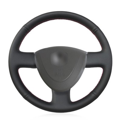 Loncky Auto Custom Fit OEM Black Genuine Leather Car Steering Wheel Cover for Honda City Honda Fit Honda Jazz 2001 2002 2003 2004 2005 2006 2007 Accessories 