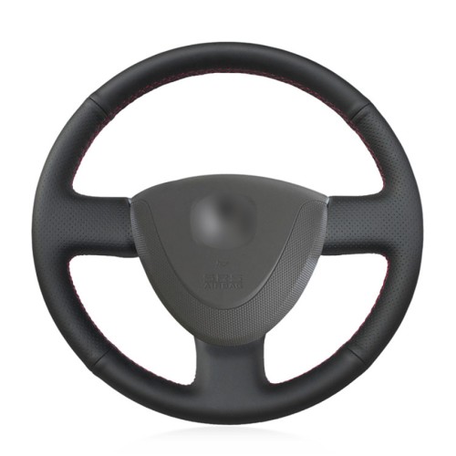 Loncky Auto Custom Fit OEM Black Genuine Leather Car Steering Wheel Cover for Honda City Fit Jazz 2001 2002 2003 2004 2005 2006 2007 Accessories 