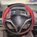 111Loncky Auto Custom Fit OEM Black Red Genuine Leather Car Steering Wheel Cover for Honda Civic Civic 8 2006 2007 2008 2009 2010 2011 (3-Spoke) Accessories