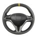 111Loncky Auto Custom Fit OEM Black Genuine Leather Suede Car Steering Wheel Cover for Honda Civic Civic 8 2006 2007 2008 2009 2010 2011 (3-Spoke) Accessories