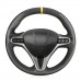 111Loncky Auto Custom Fit OEM Black Genuine Leather Suede Car Steering Wheel Cover for Honda Civic Civic 8 2006 2007 2008 2009 2010 2011 (3-Spoke) Accessories