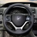 111Loncky Auto Custom Fit OEM Black Genuine Leather Car Steering Wheel Cover for Honda Civic Civic 9 2012 2013 2014 2015 Accessories