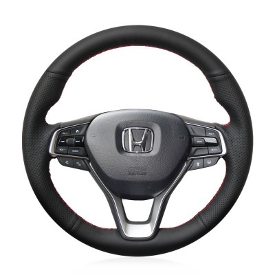 Loncky Auto Custom Fit OEM Black Genuine Leather Car Steering Wheel Cover for Honda Accord 2018 2019 2020 2021 2022 Honda Insight 2019 2020 2021 2022 Accessories