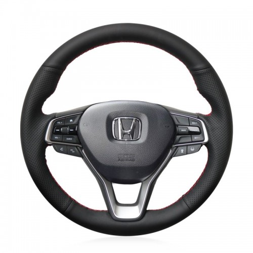 Loncky Auto Custom Fit OEM Black Genuine Leather Car Steering Wheel Cover for Honda Accord 10 2018 2019 Insight 2019 Accessories