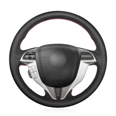 Loncky Auto Custom Fit OEM Black Genuine Leather Car Steering Wheel Cover for Honda Accord 8 Coupe Honda Accord Crosstour 2008 2009 2010 2011 2012 Accessories