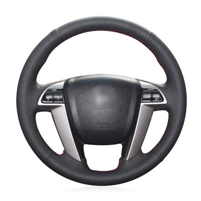Loncky Auto Custom Fit OEM Black Genuine Leather Car Steering Wheel Cover for Honda Accord 8 2008-2012 / Honda Odyssey EX-L Touring 2011-2016 / Honda Pilot EX-L Pilot Touring 2011-2015 Pilot Touring Accessories