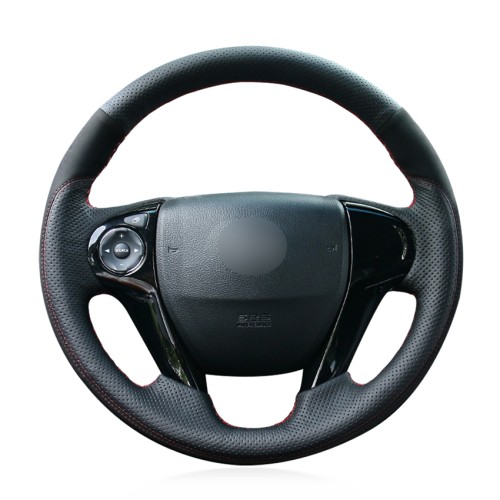 Loncky Auto Custom Fit OEM Black Genuine Leather Suede Car Steering Wheel Cover for Honda Accord 9 2013 2014 2015 2016 2017 Honda Crosstour 2013-2015 Accessories