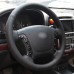 111Loncky Car Custom Fit OEM Black Genuine Leather Steering Wheel Cover for Hyundai Santa Fe 2007 2008 2009 2010 2011 2012 Accessories 