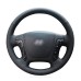111Loncky Car Custom Fit OEM Black Genuine Leather Steering Wheel Cover for Hyundai Santa Fe 2007 2008 2009 2010 2011 2012 Accessories 